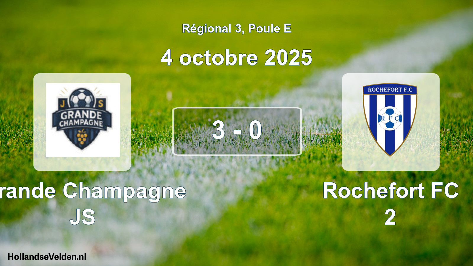 Total number of matches played: Grande Champagne JS - Rochefort FC 2 3 - 0 (4 October 2025)