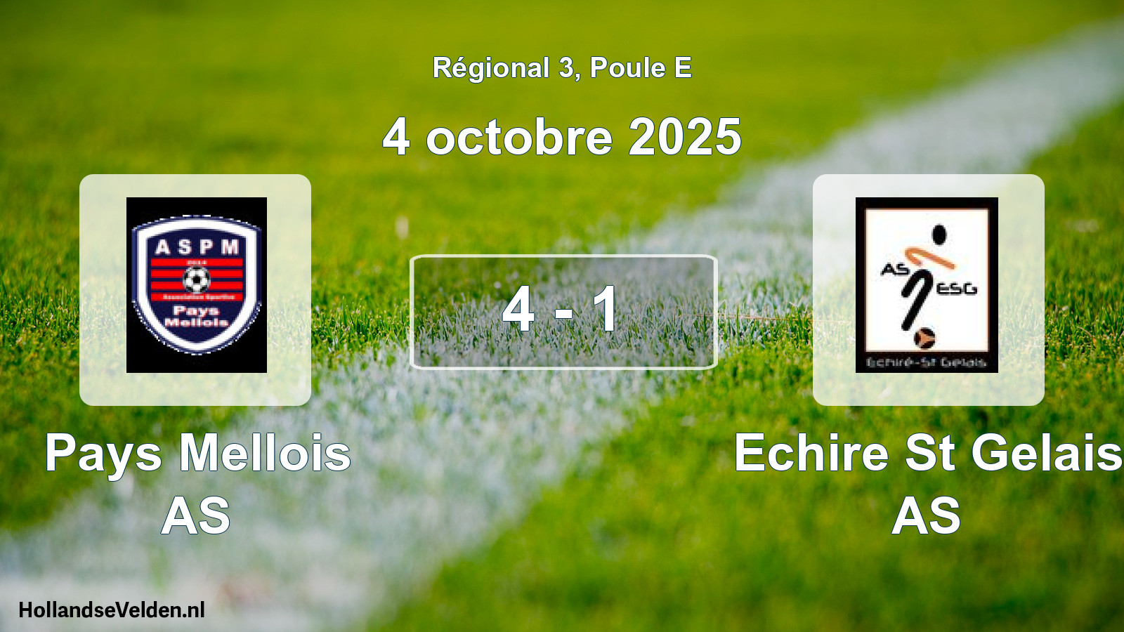 Match joué: Pays Mellois AS - Echire St Gelais AS 4 - 1 (4 octobre 2025)