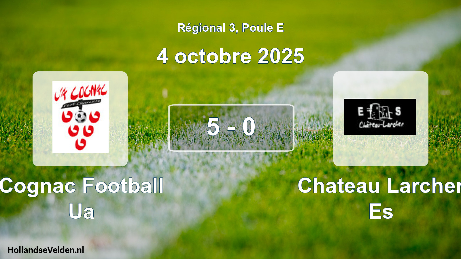 Match joué: Cognac Football Ua - Chateau Larcher Es 5 - 0 (4 octobre 2025)