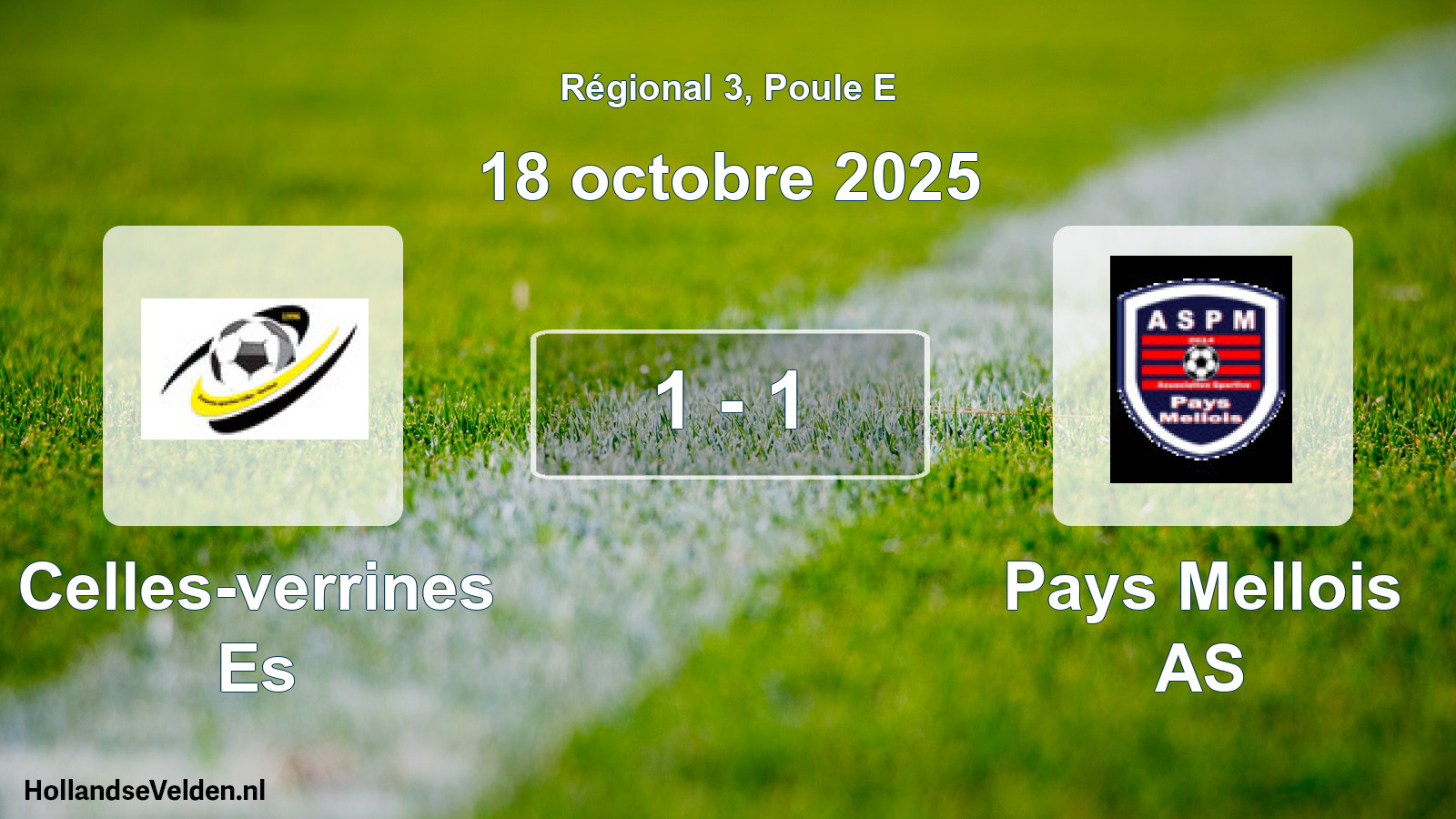 Match joué: Celles-verrines Es - Pays Mellois AS 1 - 1 (18 octobre 2025)