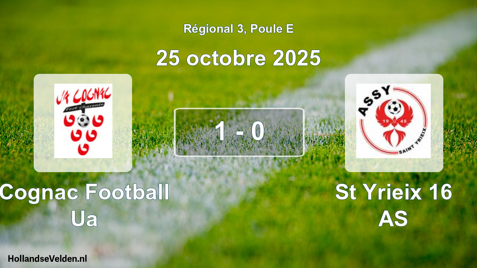Match joué: Cognac Football Ua - St Yrieix 16 AS 1 - 0 (25 octobre 2025)