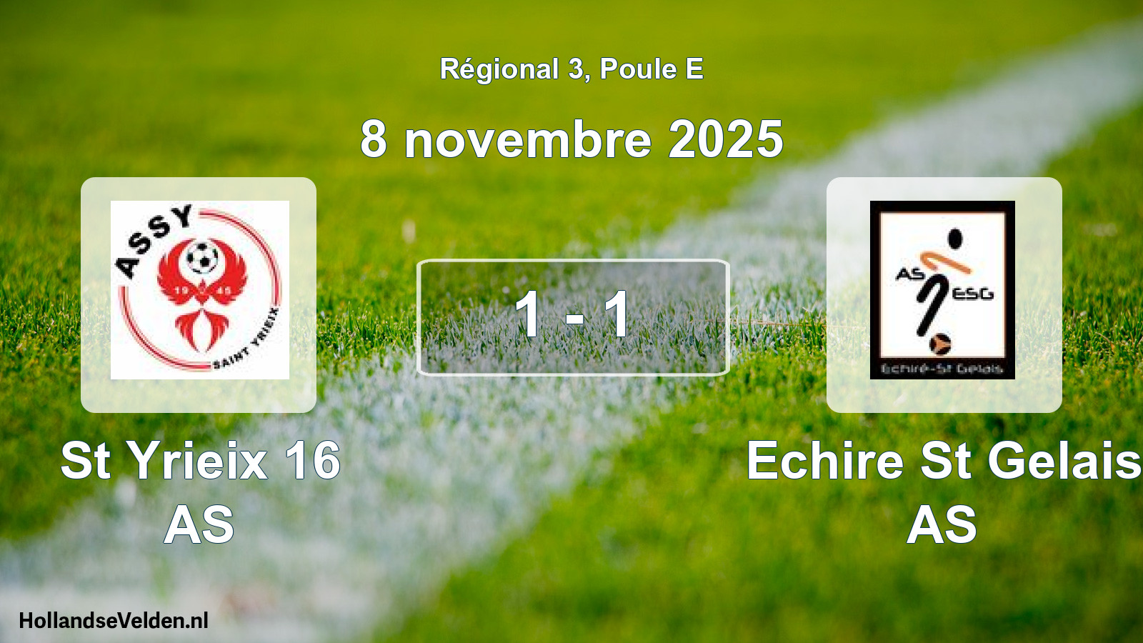 Match joué: St Yrieix 16 AS - Echire St Gelais AS 1 - 1 (8 novembre 2025)