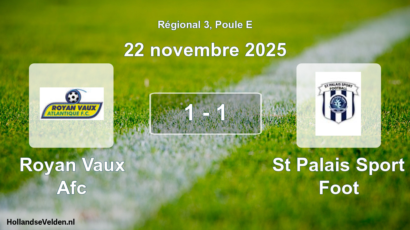 Match joué: Royan Vaux Afc - St Palais Sport Foot 1 - 1 (22 novembre 2025)