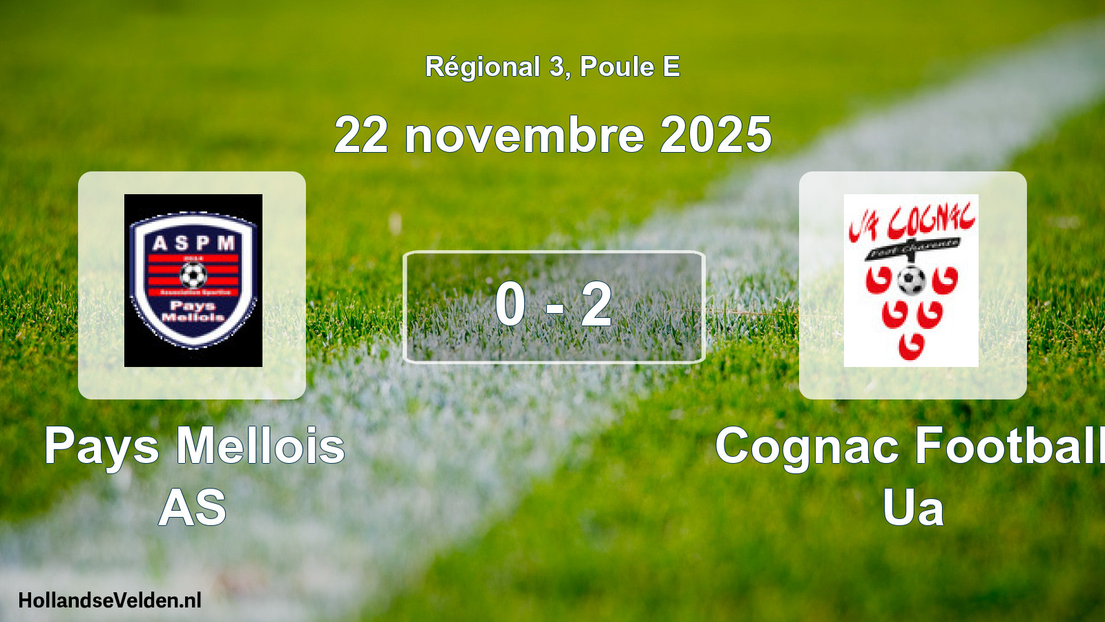 Match joué: Pays Mellois AS - Cognac Football Ua 0 - 2 (22 novembre 2025)