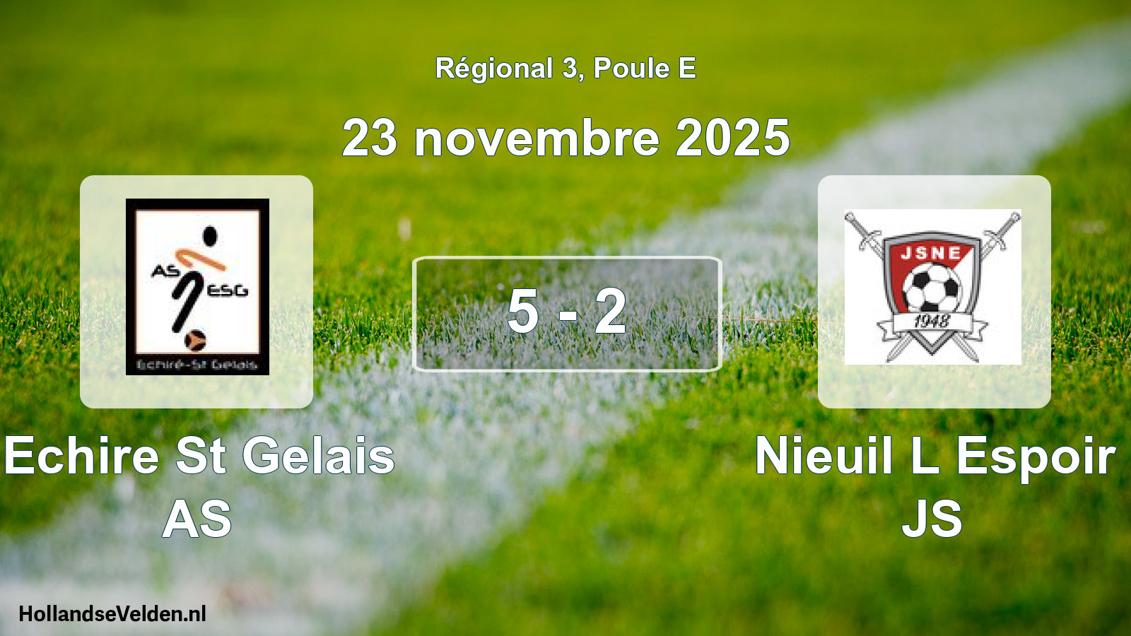 Match joué: Echire St Gelais AS - Nieuil L Espoir JS 5 - 2 (23 novembre 2025)