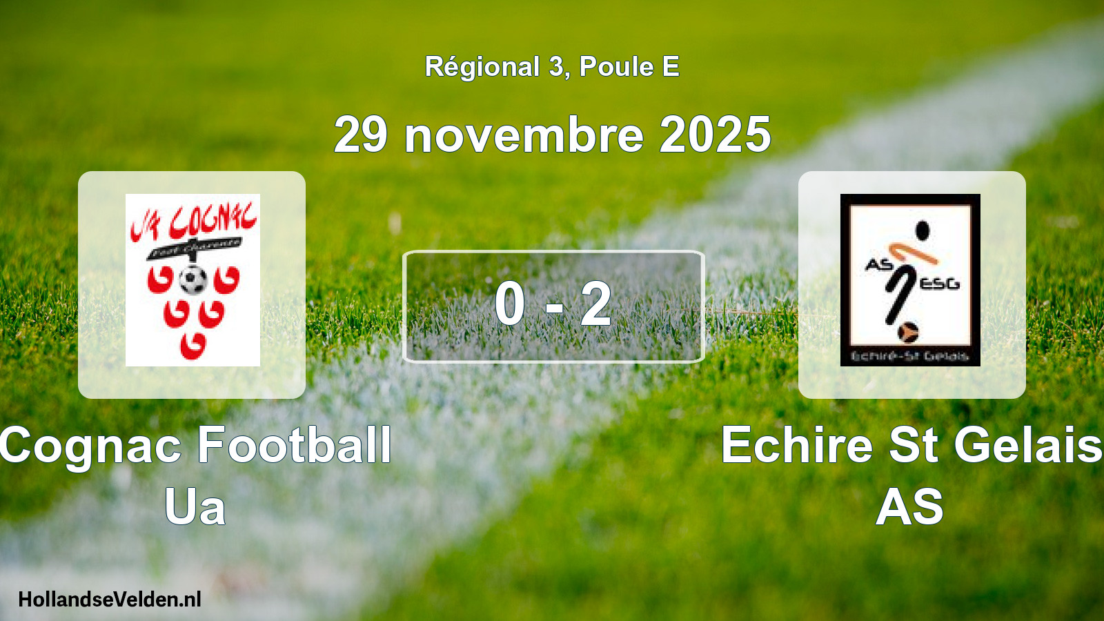 Match joué: Cognac Football Ua - Echire St Gelais AS 0 - 2 (29 novembre 2025)