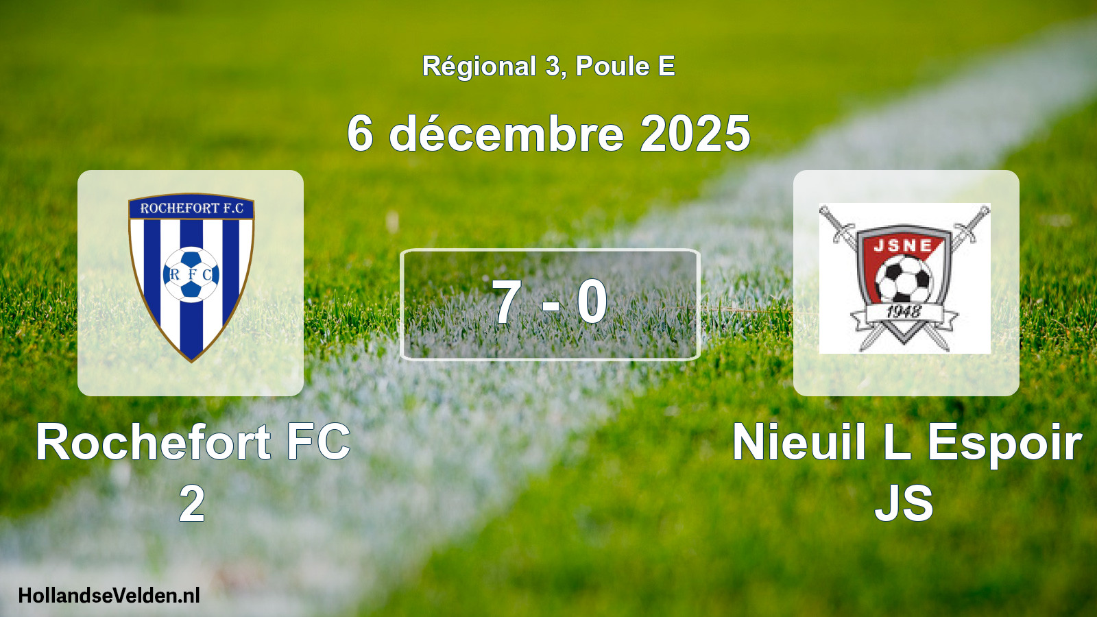 Total number of matches played: Rochefort FC 2 - Nieuil L Espoir JS 7 - 0 (6 December 2025)