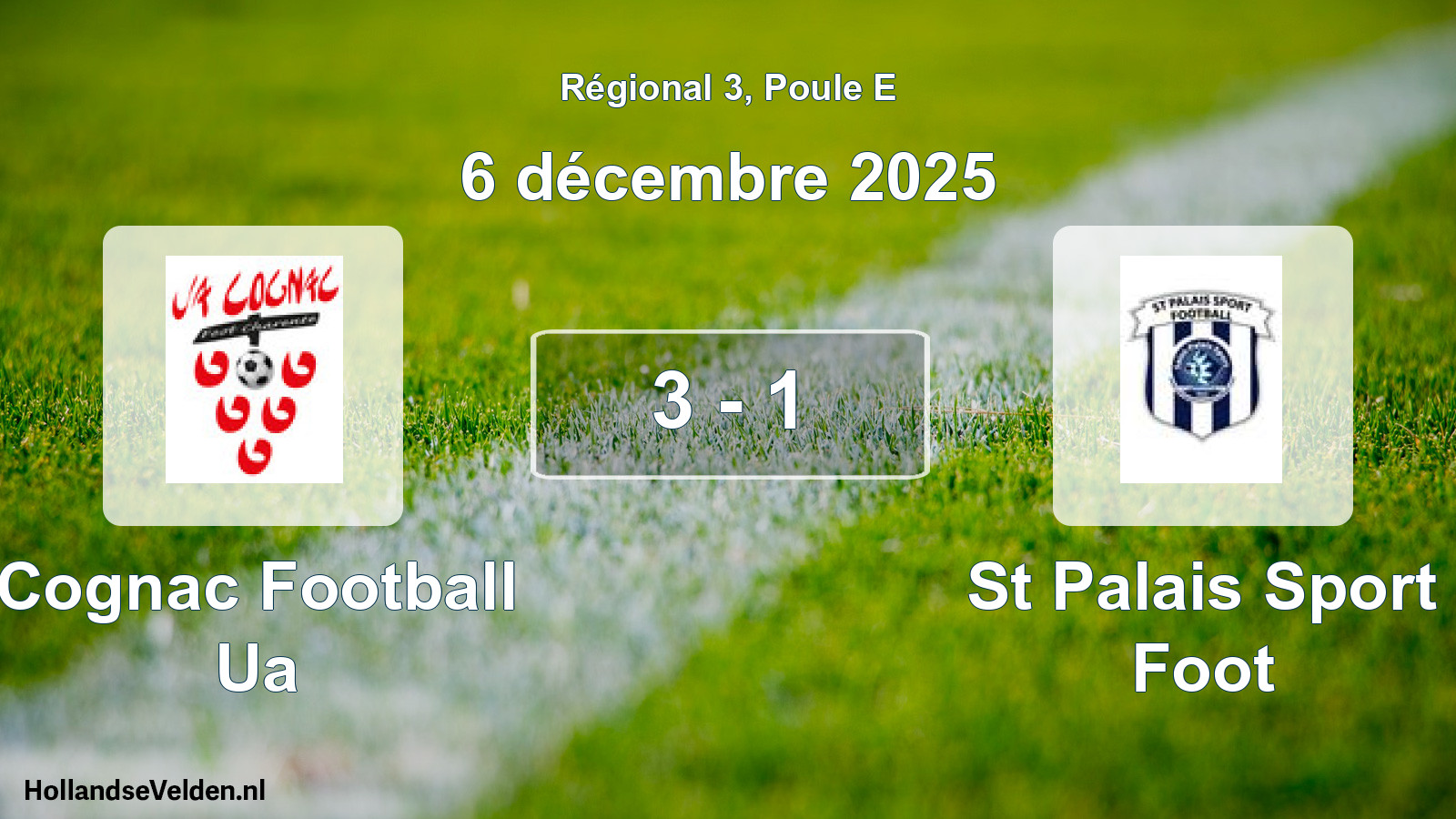 Total number of matches played: Cognac Football Ua - St Palais Sport Foot 3 - 1 (6 December 2025)