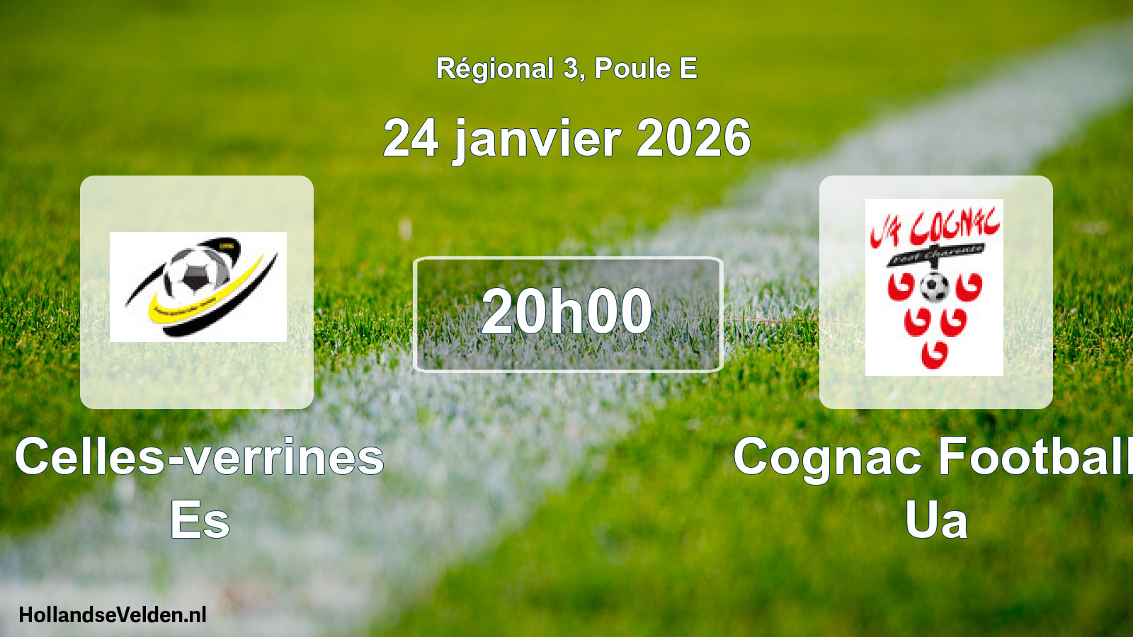 Match programmé: Celles-verrines Es - Cognac Football Ua (24 janvier 2026)