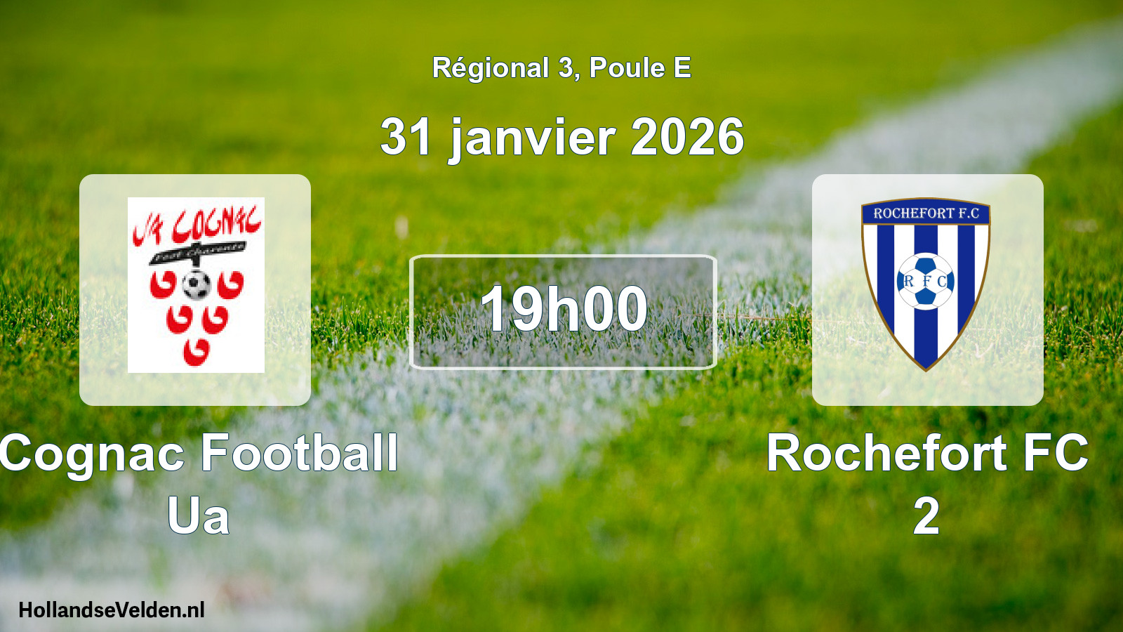 Match programmé: Cognac Football Ua - Rochefort FC 2 (31 janvier 2026)