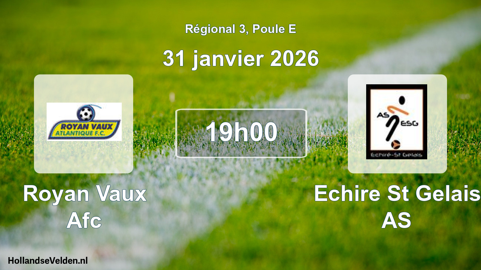 Match programmé: Royan Vaux Afc - Echire St Gelais AS (31 janvier 2026)