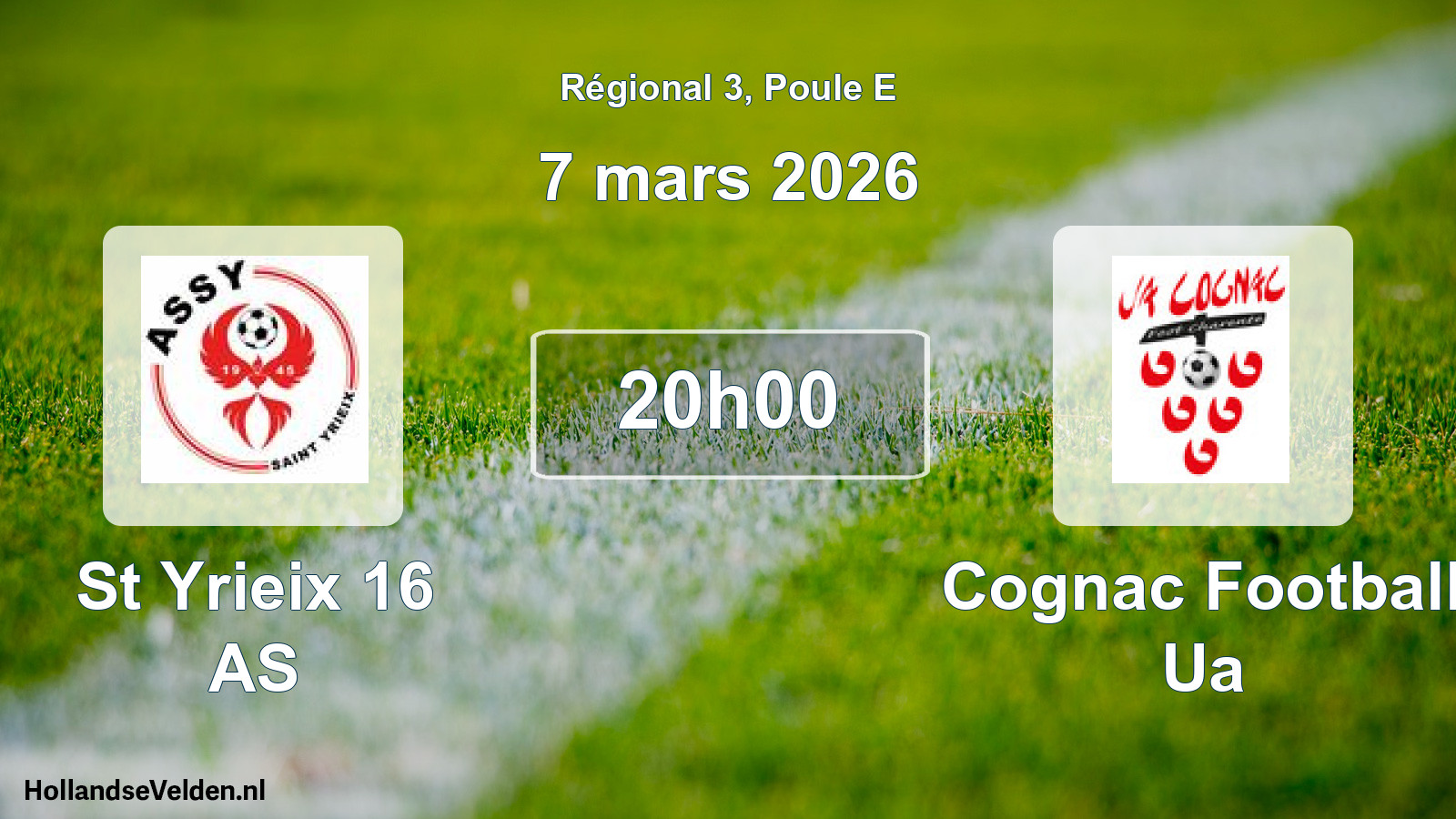 Match programmé: St Yrieix 16 AS - Cognac Football Ua (7 mars 2026)