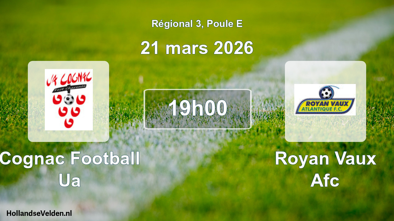 Match programmé: Cognac Football Ua - Royan Vaux Afc (21 mars 2026)