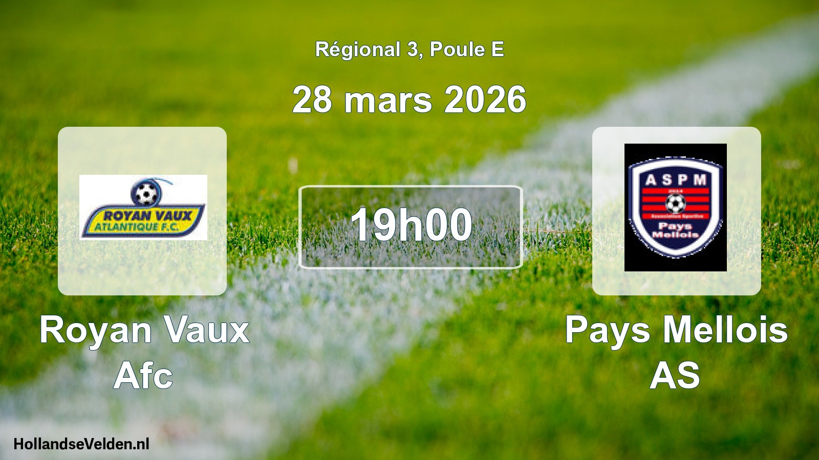 Match programmé: Royan Vaux Afc - Pays Mellois AS (28 mars 2026)