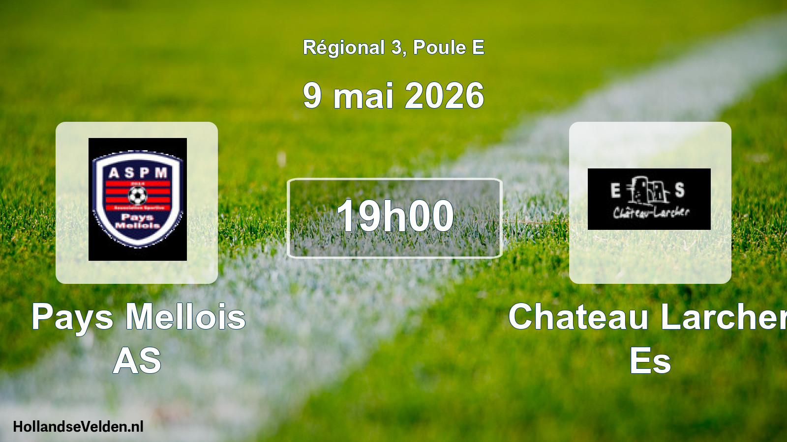 Match programmé: Pays Mellois AS - Chateau Larcher Es (9 mai 2026)
