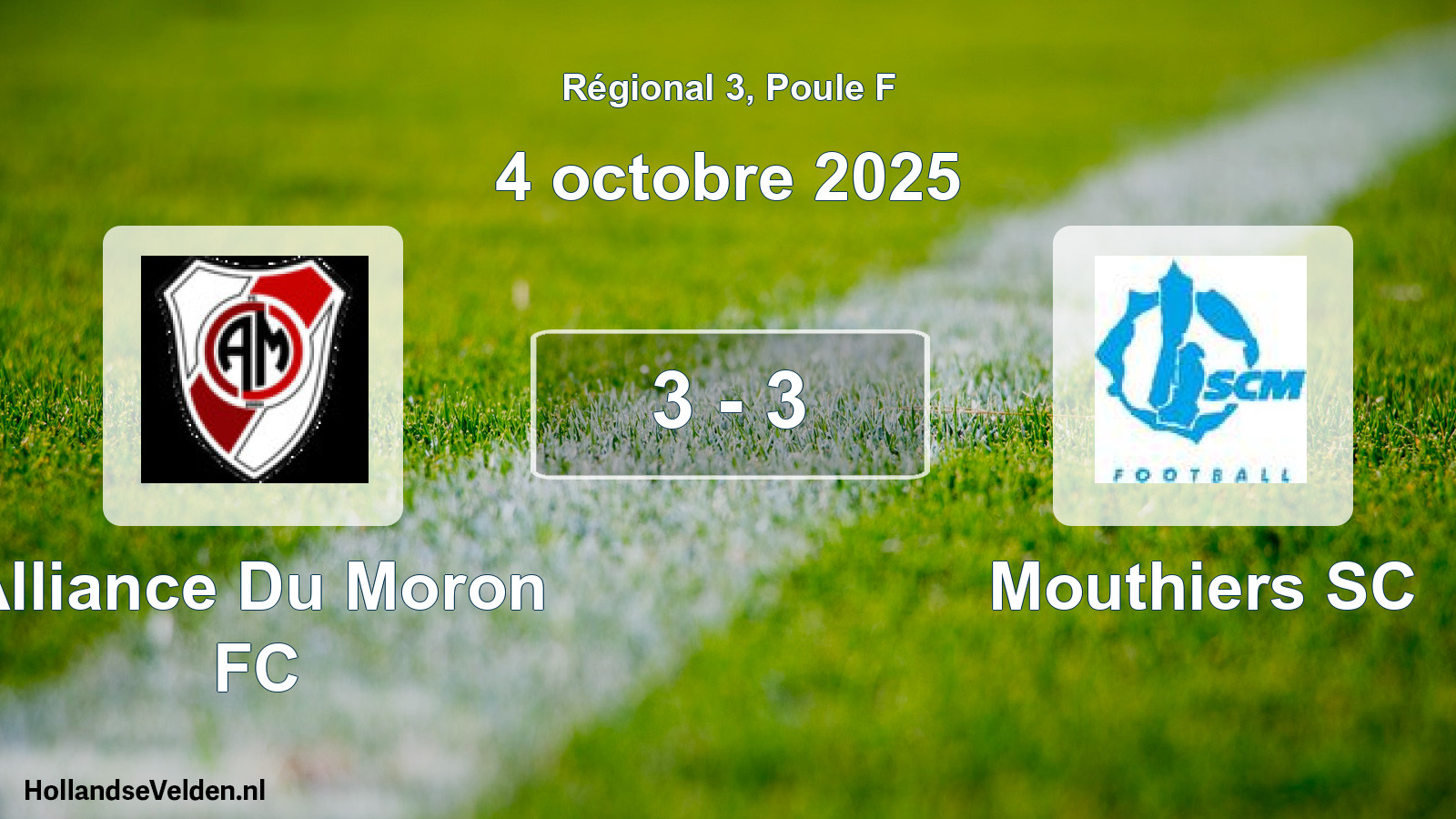 Match joué: Alliance Du Moron FC - Mouthiers SC 3 - 3 (4 octobre 2025)