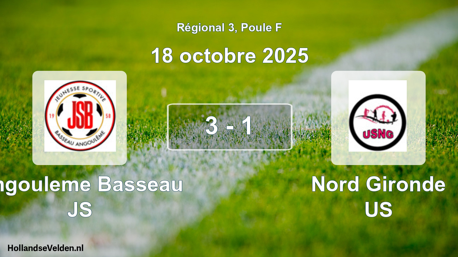 Total number of matches played: Angouleme Basseau JS - Nord Gironde US 3 - 1 (18 October 2025)