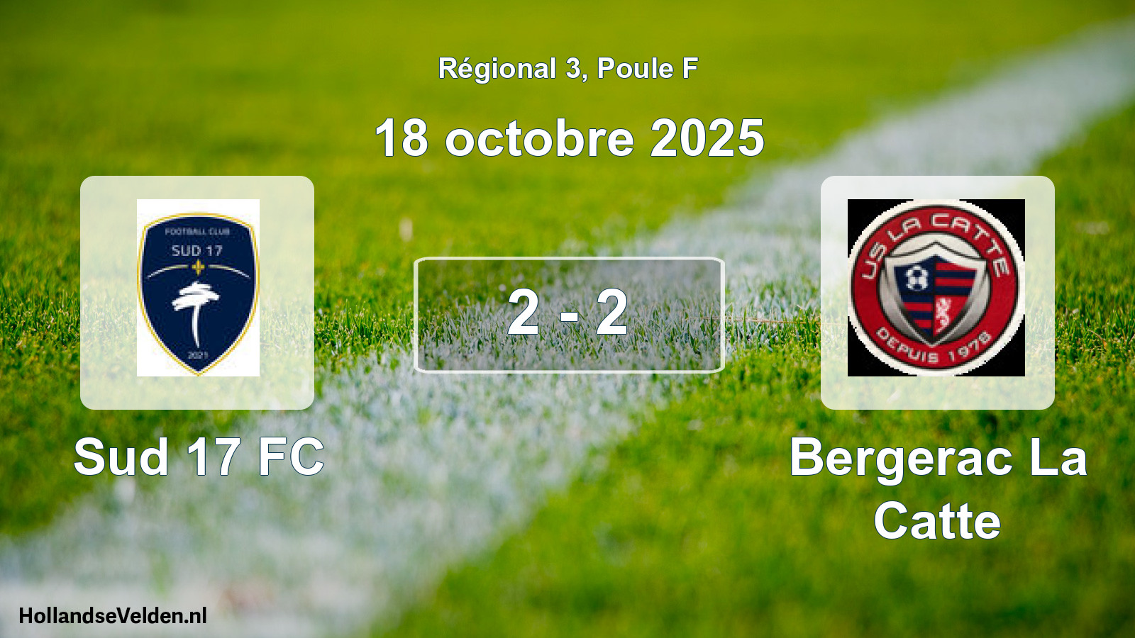 Match joué: Sud 17 FC - Bergerac La Catte 2 - 2 (18 octobre 2025)