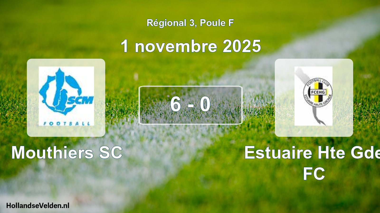 Match joué: Mouthiers SC - Estuaire Hte Gde FC 6 - 0 (1 novembre 2025)