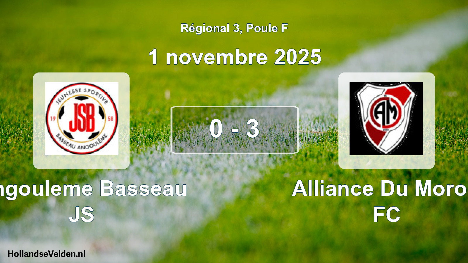 Match joué: Angouleme Basseau JS - Alliance Du Moron FC 0 - 3 (1 novembre 2025)