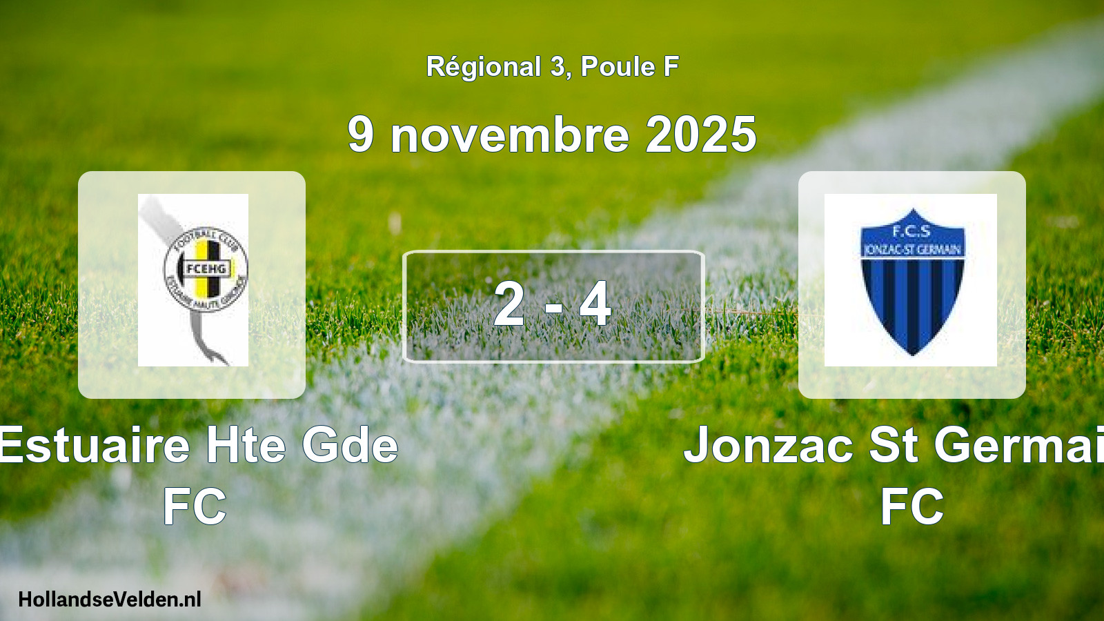 Match joué: Estuaire Hte Gde FC - Jonzac St Germain FC 2 - 4 (9 novembre 2025)