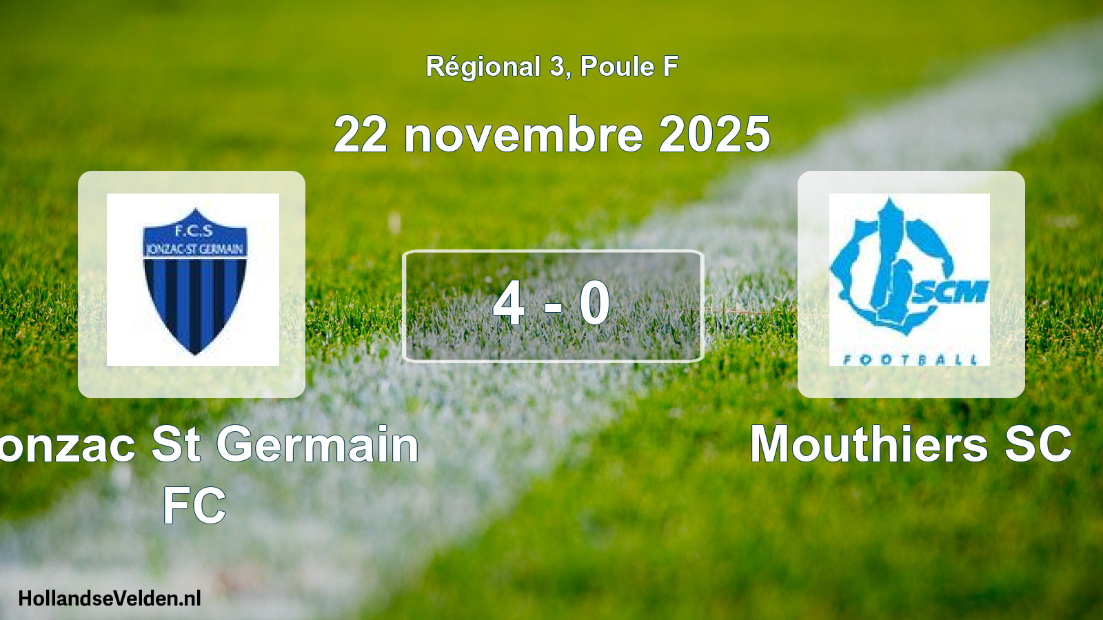 Total number of matches played: Jonzac St Germain FC - Mouthiers SC 4 - 0 (22 November 2025)