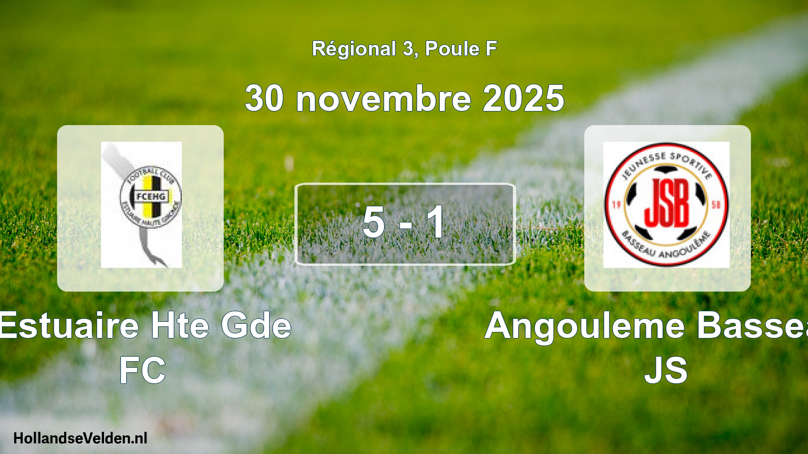 Match joué: Estuaire Hte Gde FC - Angouleme Basseau JS 5 - 1 (30 novembre 2025)