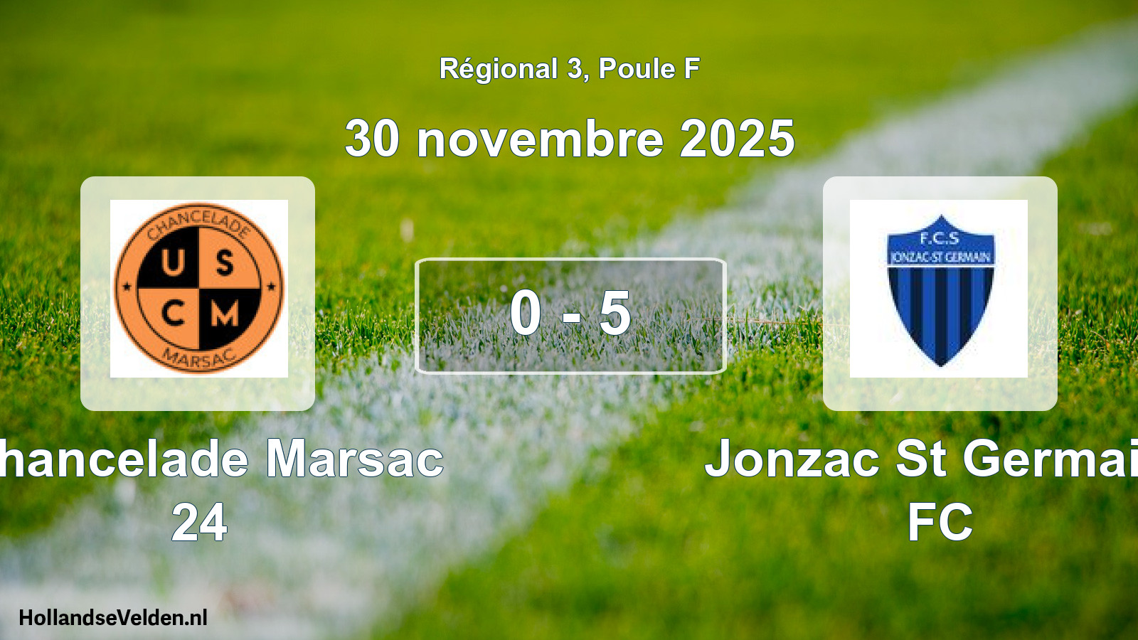 Match joué: Chancelade Marsac 24 - Jonzac St Germain FC 0 - 5 (30 novembre 2025)