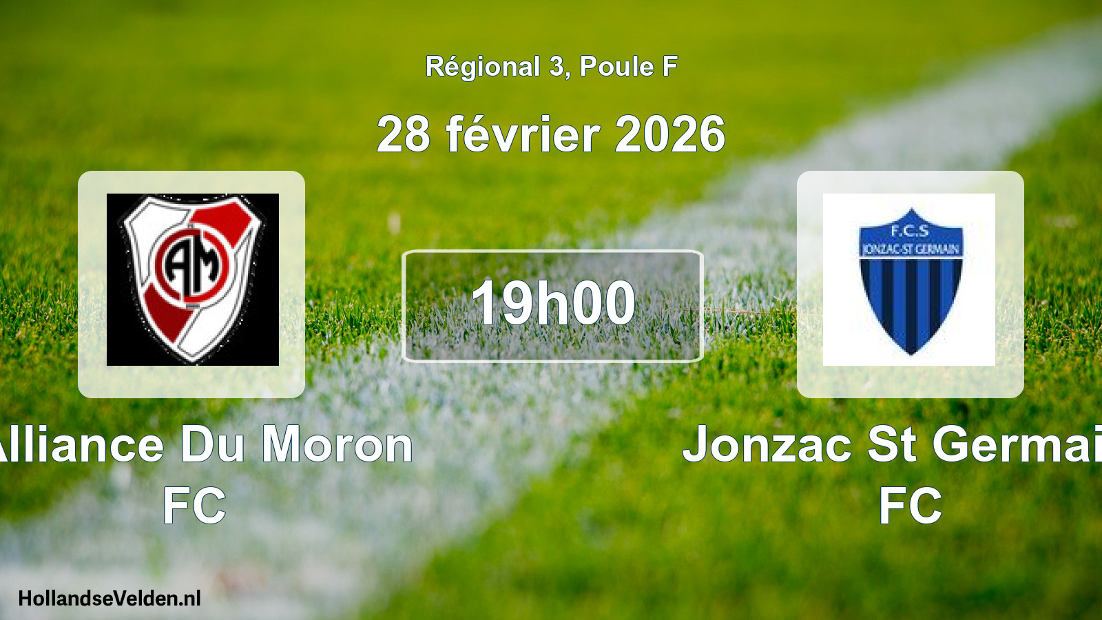 Match programmé: Alliance Du Moron FC - Jonzac St Germain FC (28 février 2026)