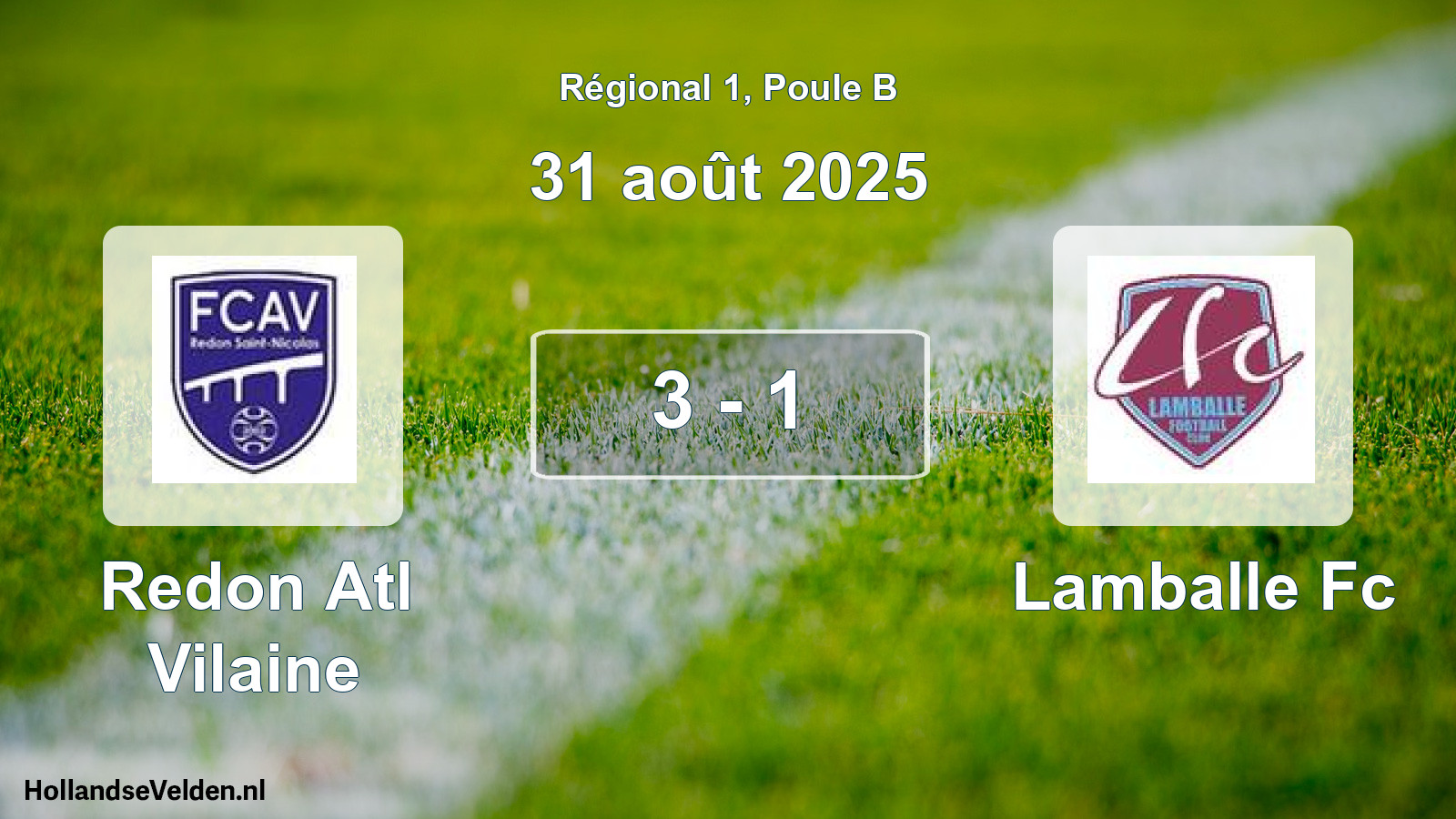 Total number of matches played: Redon Atl Vilaine - Lamballe Fc 3 - 1 (31 August 2025)