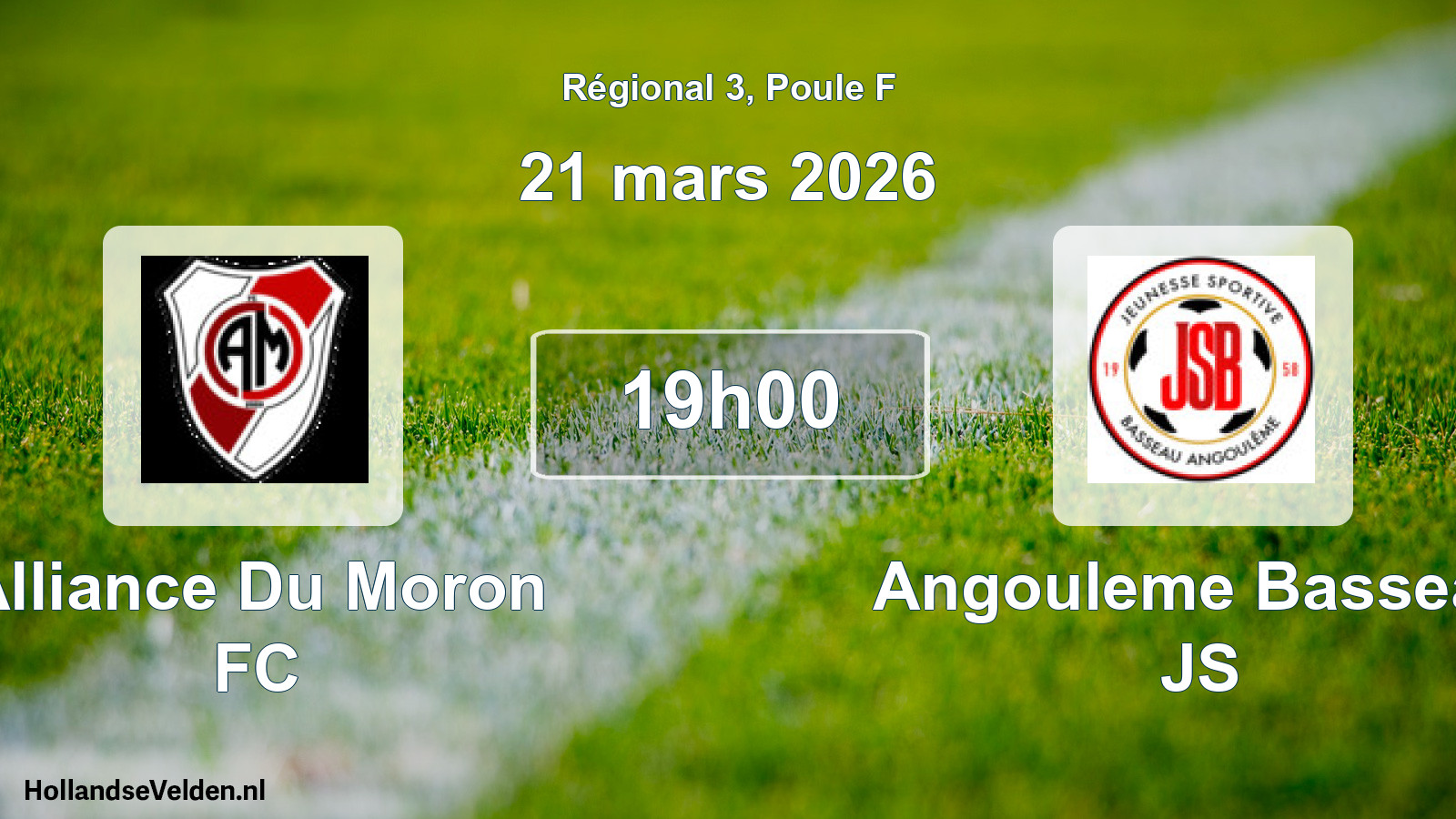 Match programmé: Alliance Du Moron FC - Angouleme Basseau JS (21 mars 2026)