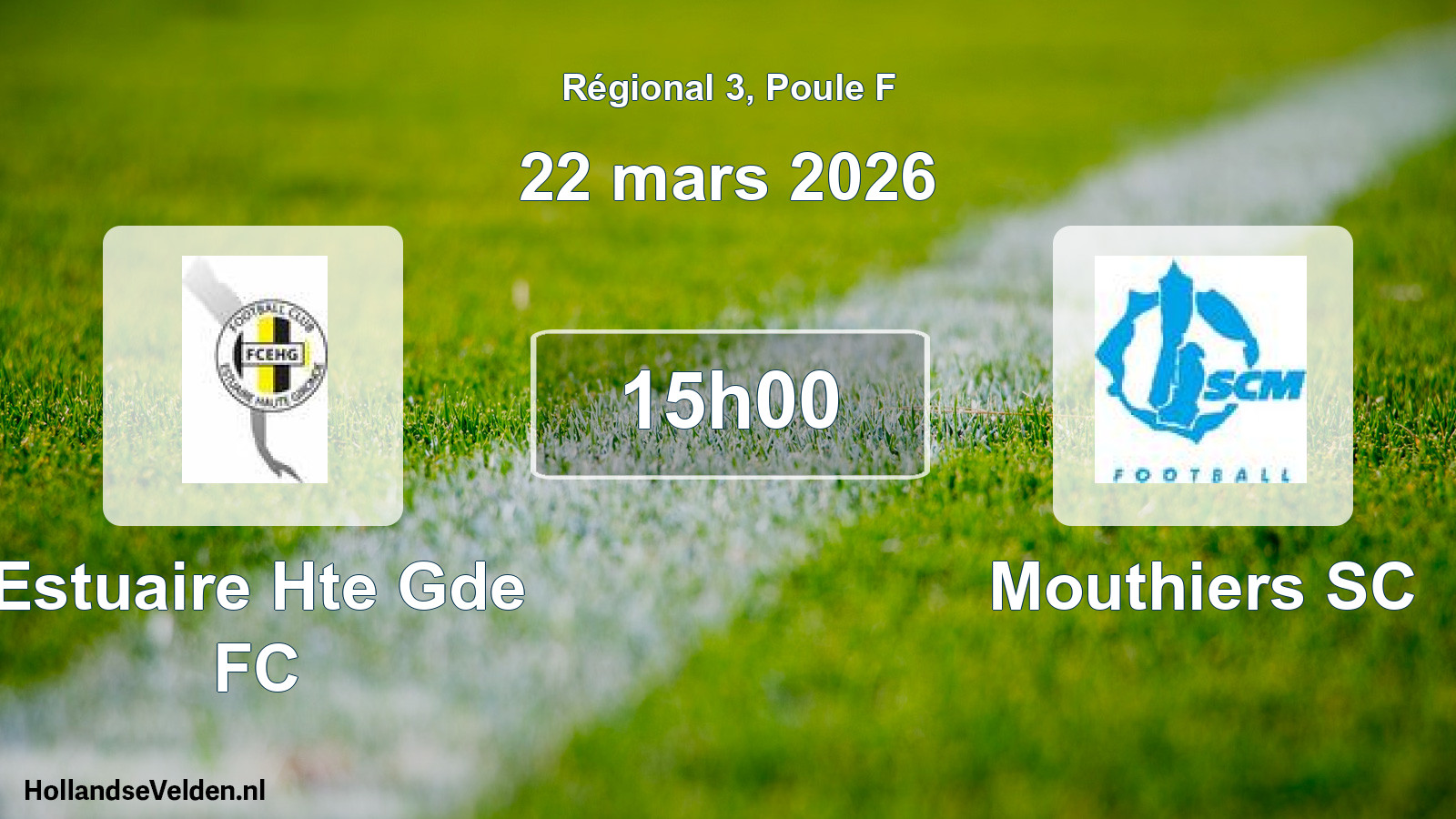 Match programmé: Estuaire Hte Gde FC - Mouthiers SC (22 mars 2026)