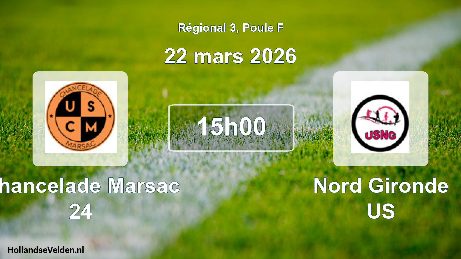 Match programmé: Chancelade Marsac 24 - Nord Gironde US (22 mars 2026)