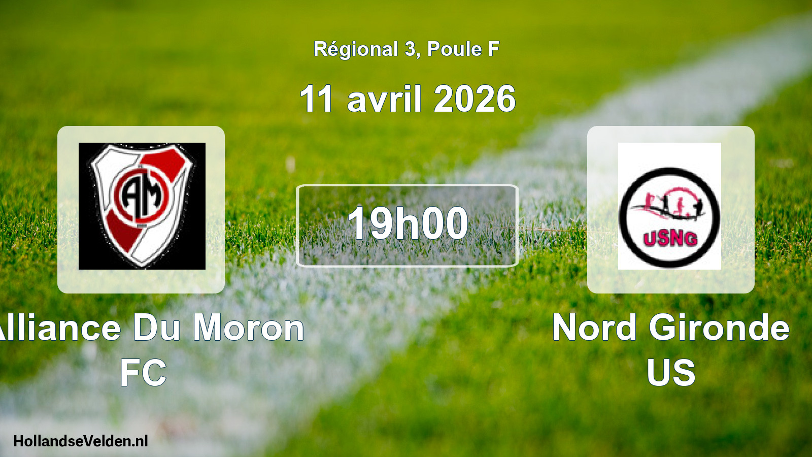 Match programmé: Alliance Du Moron FC - Nord Gironde US (11 avril 2026)