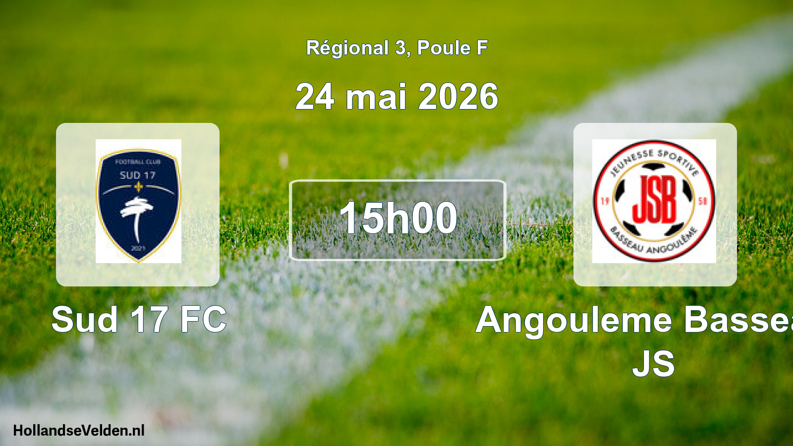 Match programmé: Sud 17 FC - Angouleme Basseau JS (24 mai 2026)