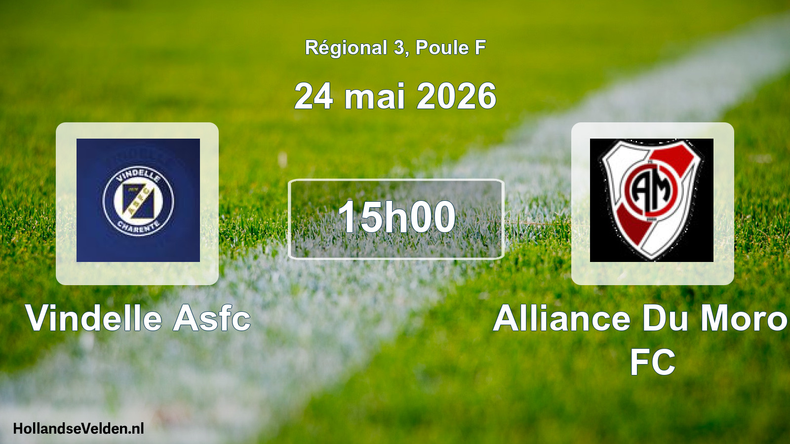Match programmé: Vindelle Asfc - Alliance Du Moron FC (24 mai 2026)