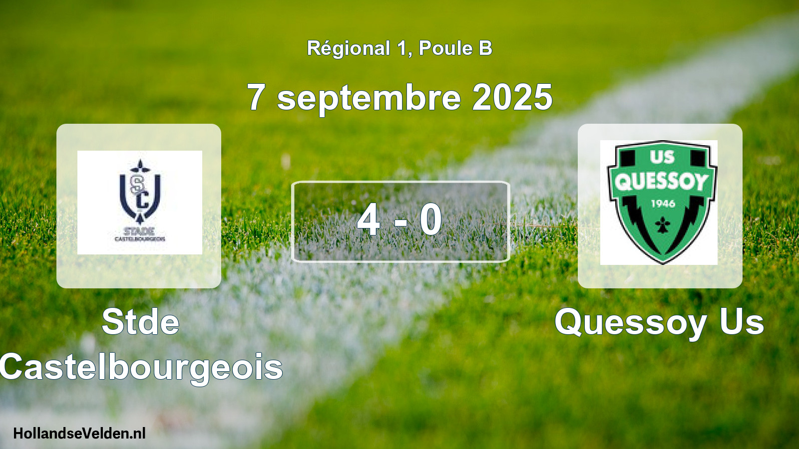 Total number of matches played: Stde Castelbourgeois - Quessoy Us 4 - 0 (7 September 2025)