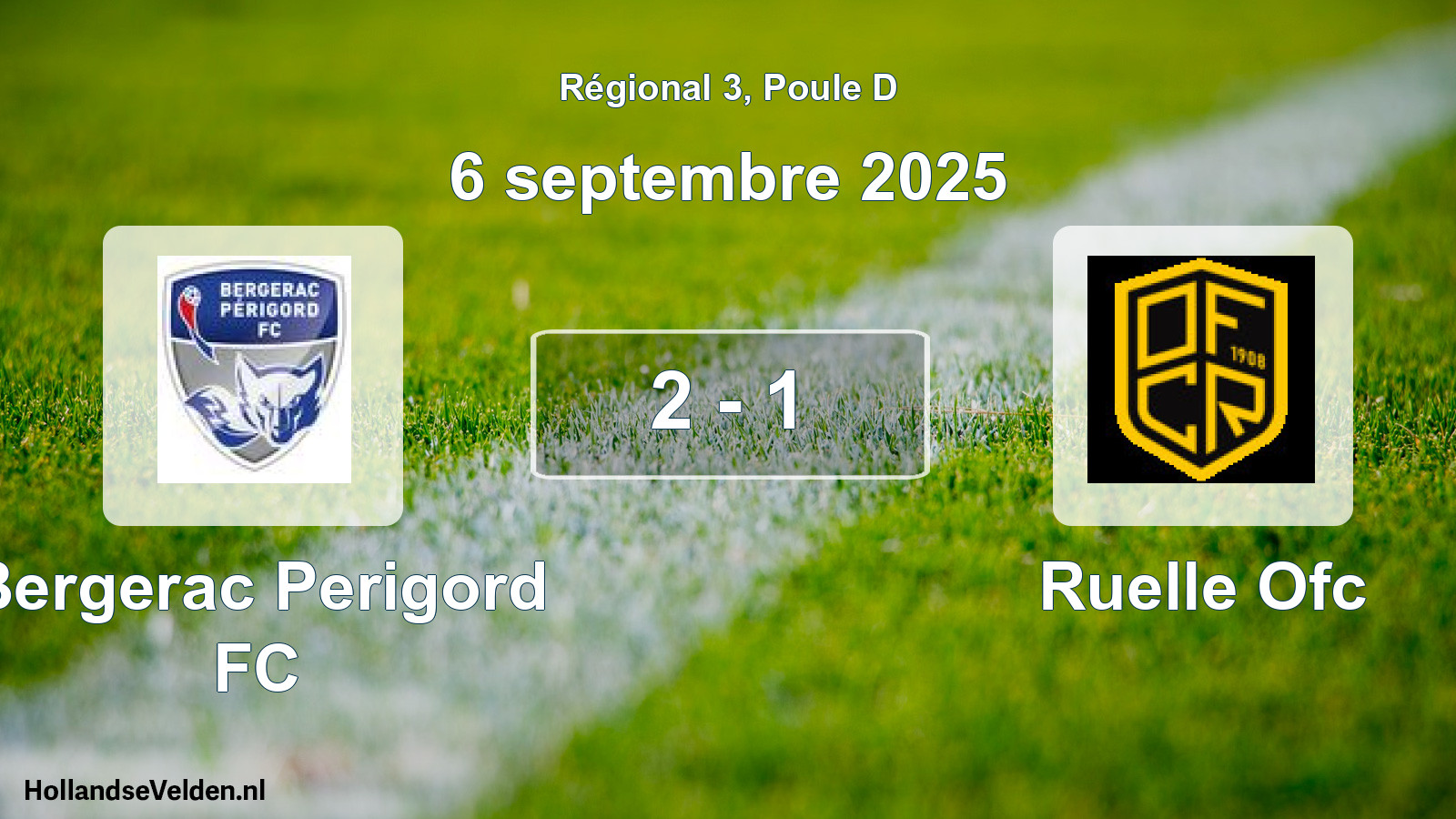 Gespeelde wedstrijd: Bergerac Perigord FC - Ruelle Ofc 2 - 1 (6 september 2025)