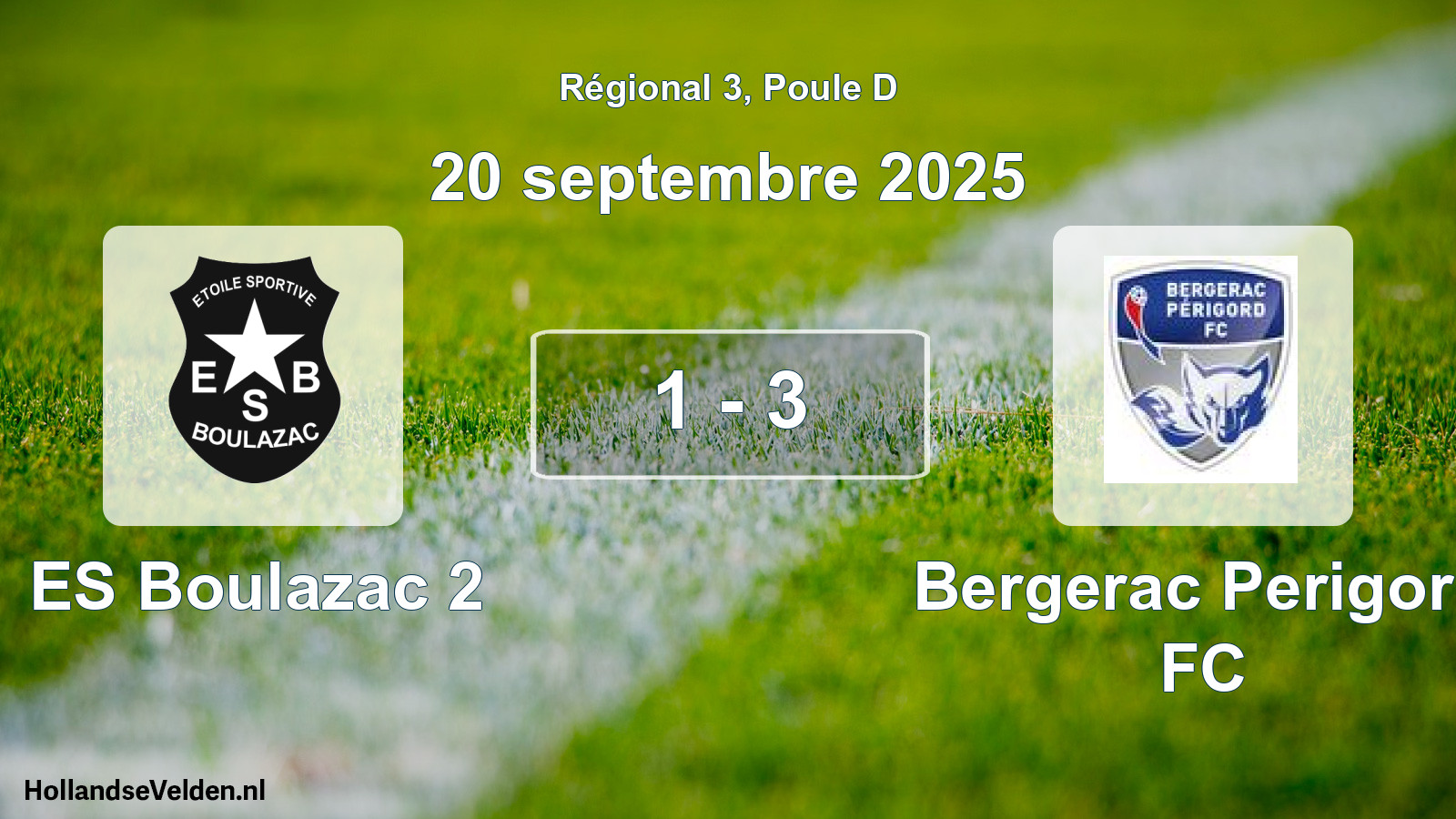 Match joué: ES Boulazac 2 - Bergerac Perigord FC 1 - 3 (20 septembre 2025)