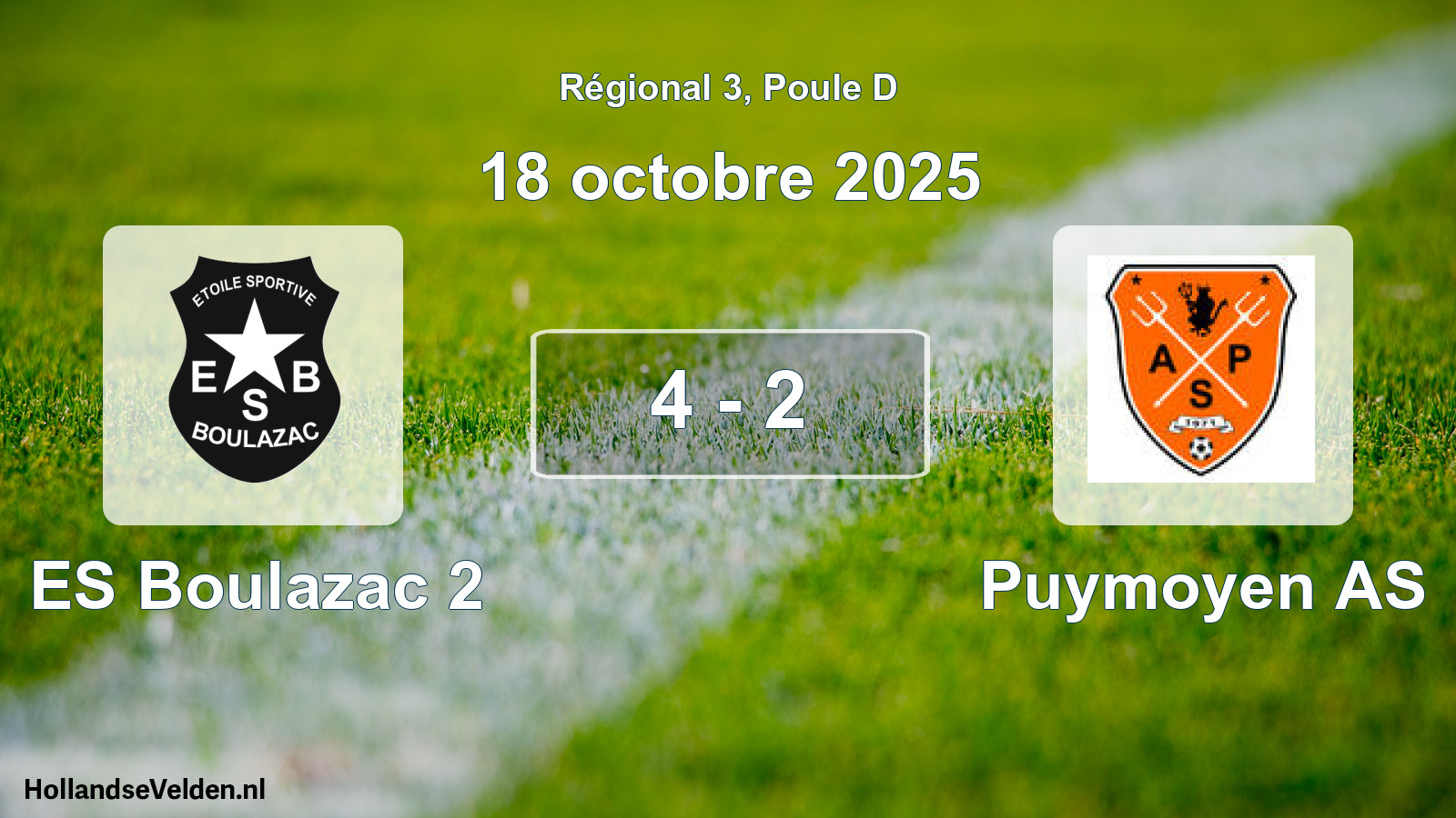 Match joué: ES Boulazac 2 - Puymoyen AS 4 - 2 (18 octobre 2025)