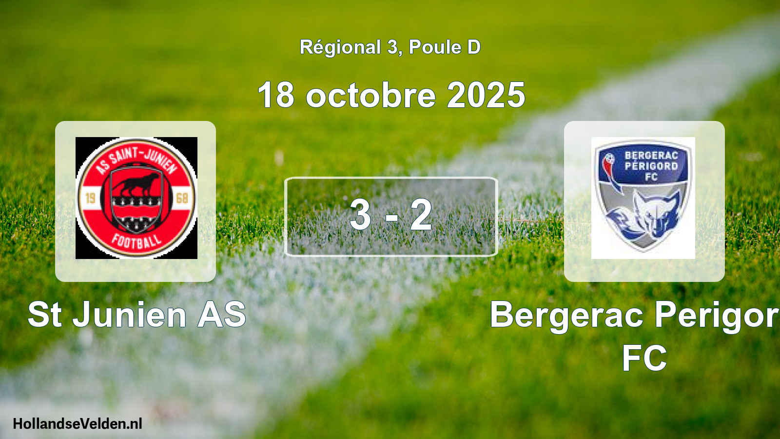 Match joué: St Junien AS - Bergerac Perigord FC 3 - 2 (18 octobre 2025)