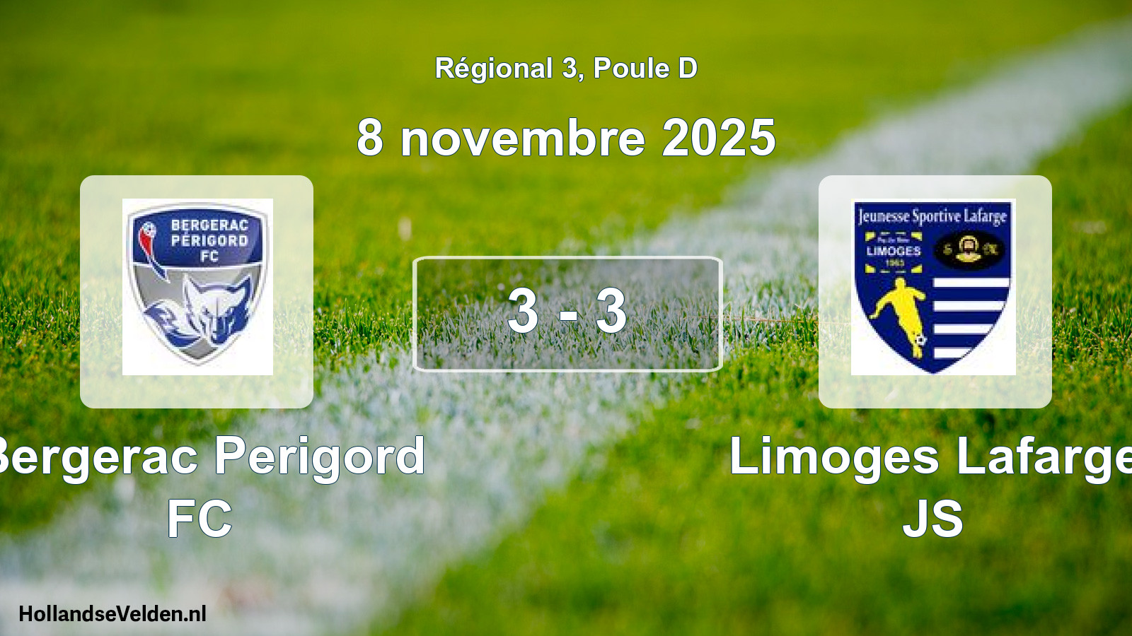 Match joué: Bergerac Perigord FC - Limoges Lafarge JS 3 - 3 (8 novembre 2025)