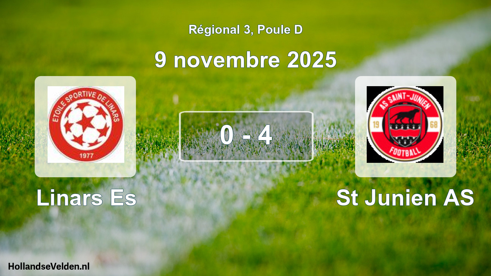 Total number of matches played: Linars Es - St Junien AS 0 - 4 (9 November 2025)