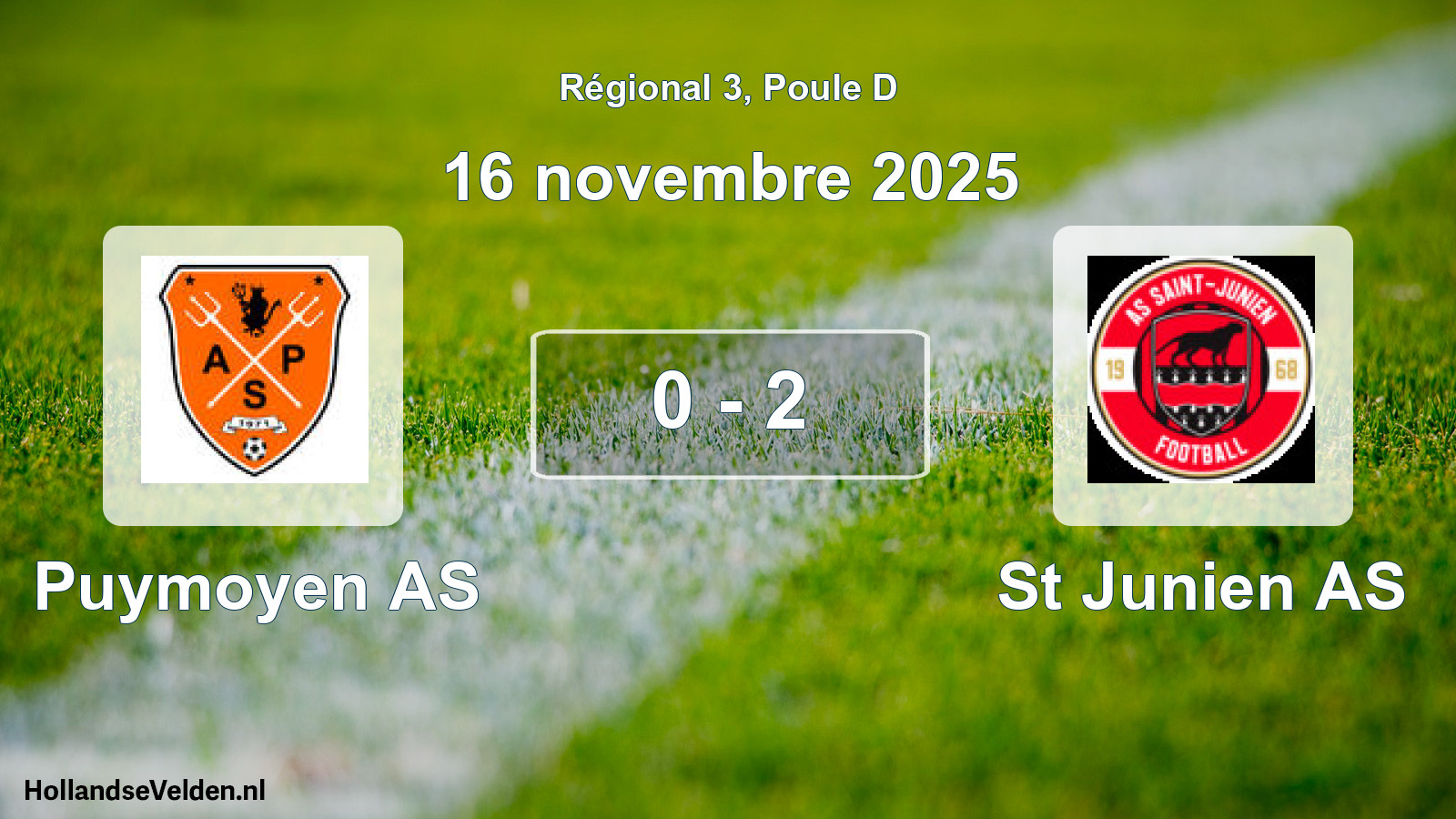 Match joué: Puymoyen AS - St Junien AS 0 - 2 (16 novembre 2025)
