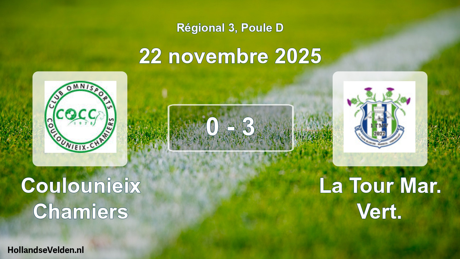 Total number of matches played: Coulounieix Chamiers - La Tour Mar. Vert. 0 - 3 (22 November 2025)