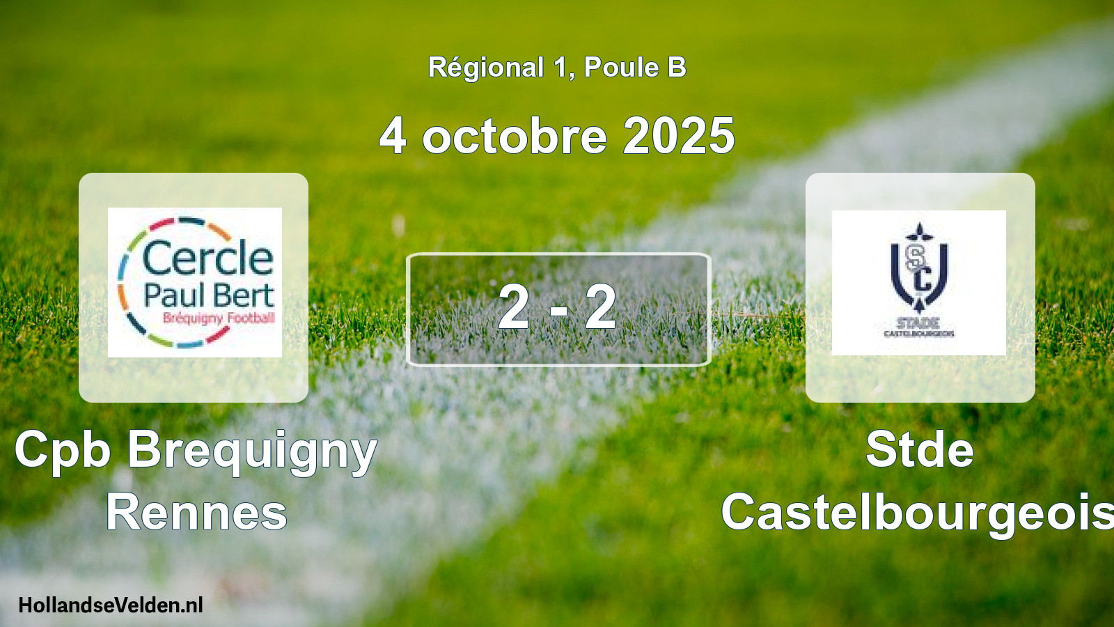 Total number of matches played: Cpb Brequigny Rennes - Stde Castelbourgeois 2 - 2 (4 October 2025)