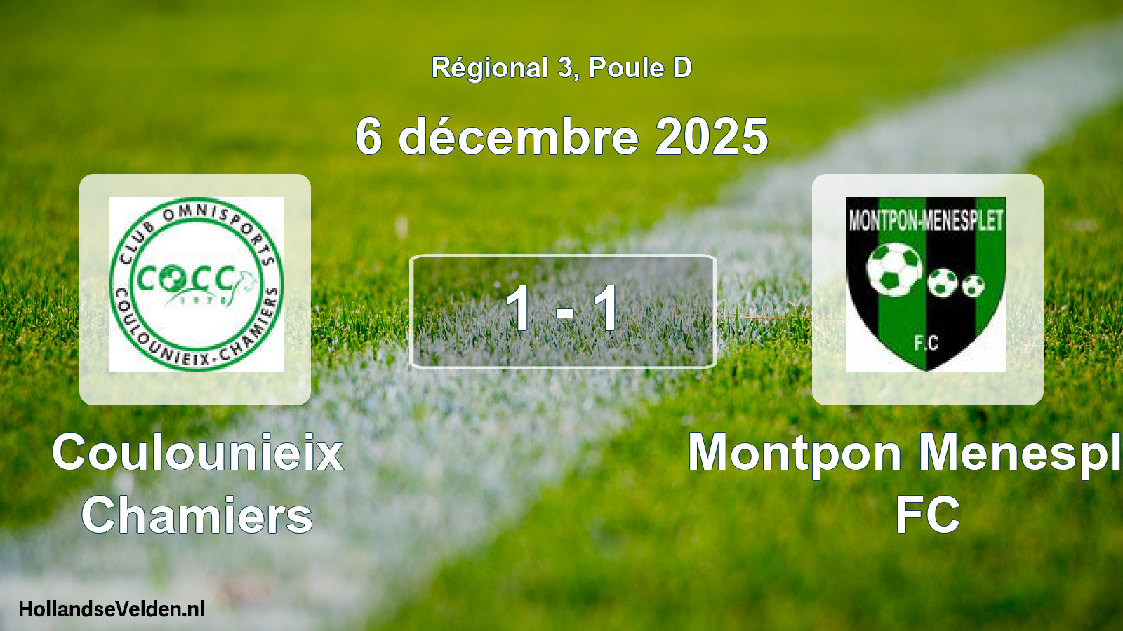 Match joué: Coulounieix Chamiers - Montpon Menesplet FC 1 - 1 (6 décembre 2025)