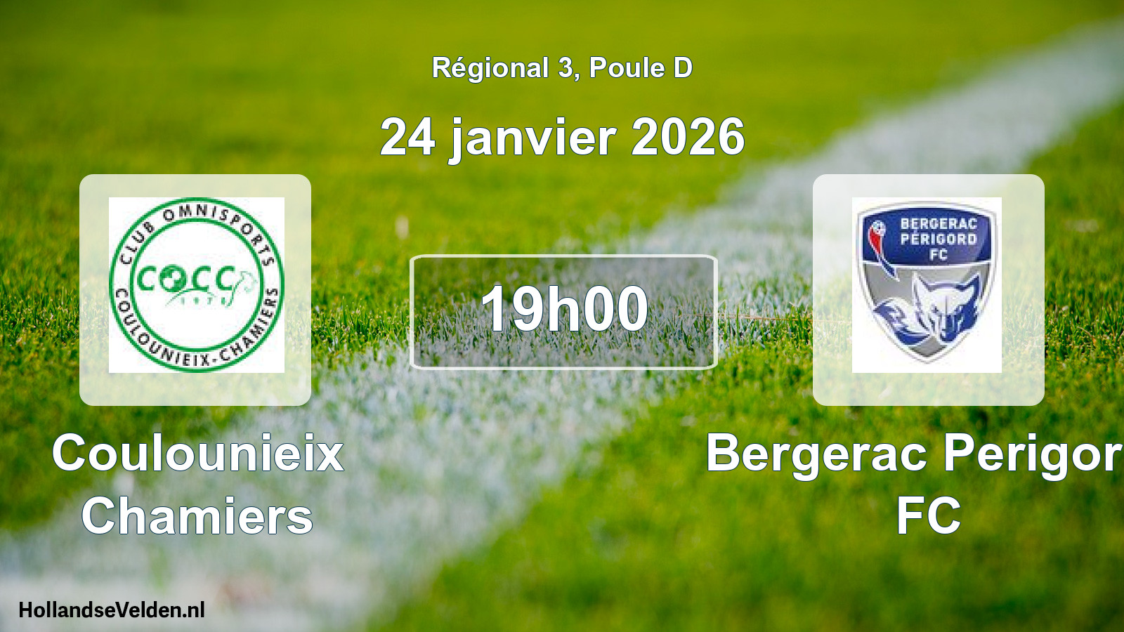 Match programmé: Coulounieix Chamiers - Bergerac Perigord FC (24 janvier 2026)