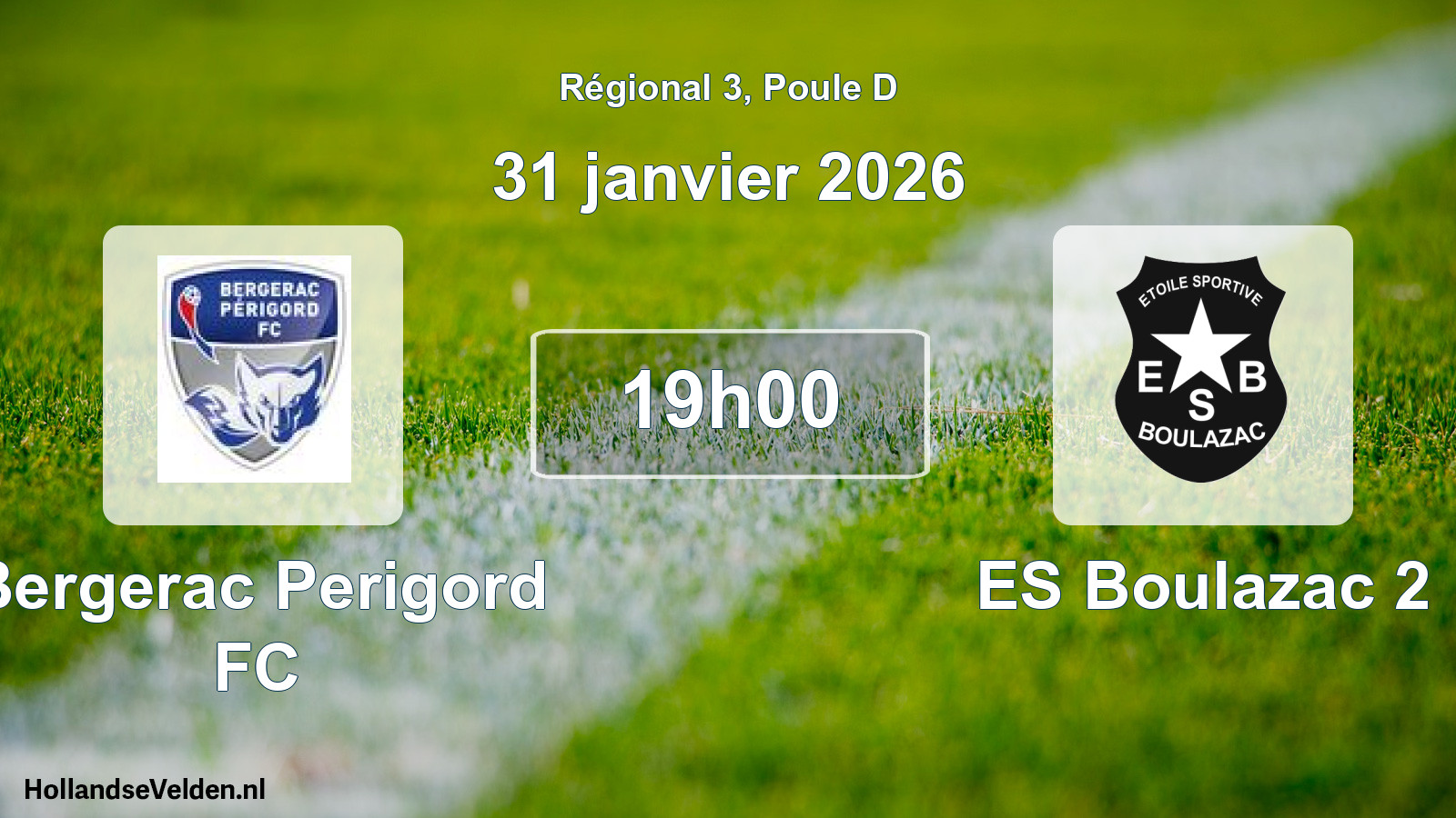 Match programmé: Bergerac Perigord FC - ES Boulazac 2 (31 janvier 2026)