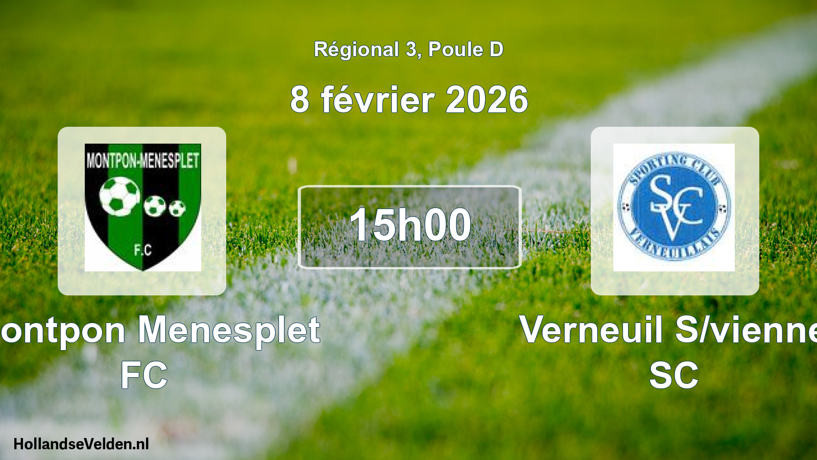 Match programmé: Montpon Menesplet FC - Verneuil S/vienne SC (8 février 2026)